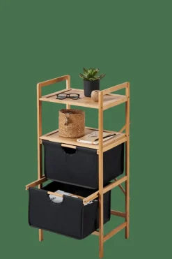 BAMBOO Mobile Con 2 Cassetti Nero, Naturale