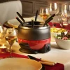 DINNER Set Di Fonduta Con 6 Forchette Nero, Rosso