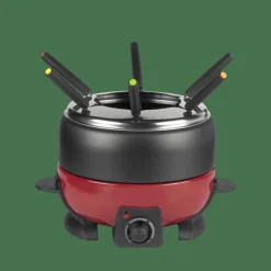 DINNER Set Di Fonduta Con 6 Forchette Nero, Rosso