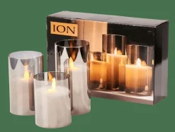 ION Candele Led Set Di 3 Grigio