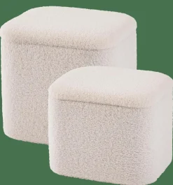 LIAM Pouf Con Contenitore Bianco