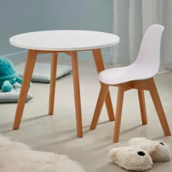 MATHIAS Tavolo Per Bambini Bianco, Naturale