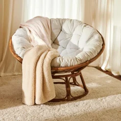 PAPASAN Sedia Lounge Naturale, Bianco Antico