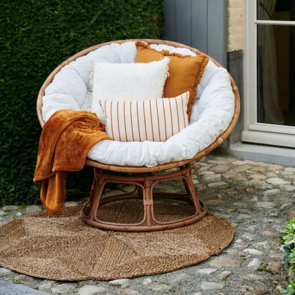 PAPASAN Sedia Lounge Naturale, Bianco Antico