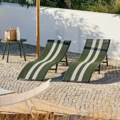 SILVES Lettino Set Di 2 Cachi A Righe
