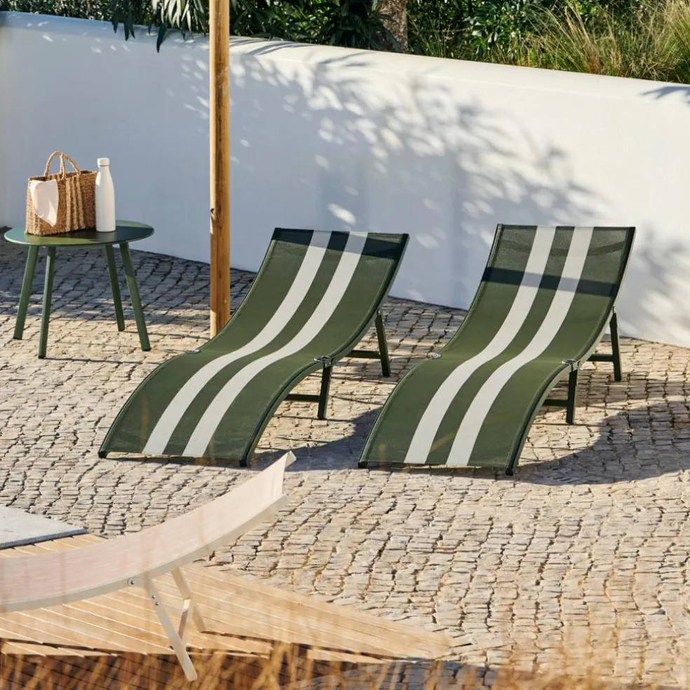 SILVES Lettino Set Di 2 Cachi A Righe
