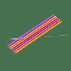 SLURP Set Di 6 Cannucce Riutilizzabili Mix Di 3 Colori Arancione, Viola, Rosa