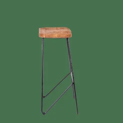 TEAK Sgabello Da Bar Nero, Naturale