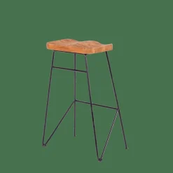 TEAK Sgabello Da Bar Nero, Naturale