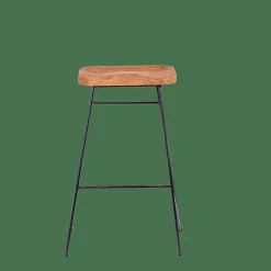 TEAK Sgabello Da Bar Nero, Naturale