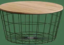 WIRE XL Tavolino Portatutto XL Nero, Naturale