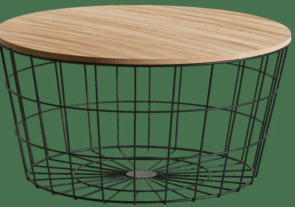WIRE XL Tavolino Portatutto XL Nero, Naturale