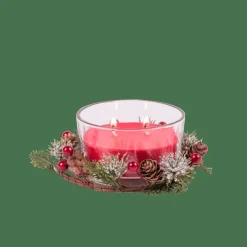 XMAS Candela Con Decorazione Rosso