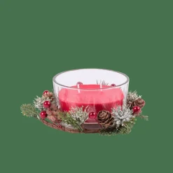 XMAS Candela Con Decorazione Rosso