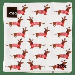 X-MAS DOG Set Di 20 Tovaglioli Multicolore